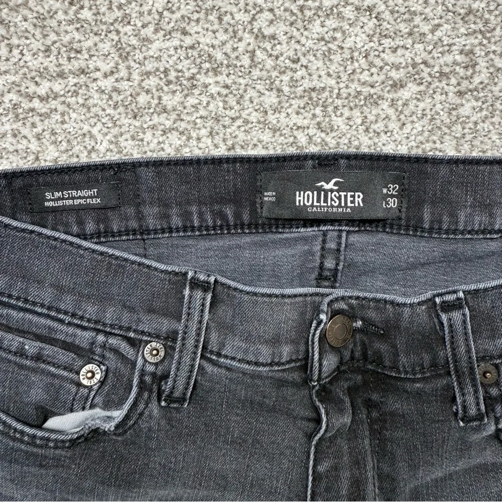 Women’s Hollister Dark Wash Black Gray Slim Straight Leg Jeans Size‎ 32x29
